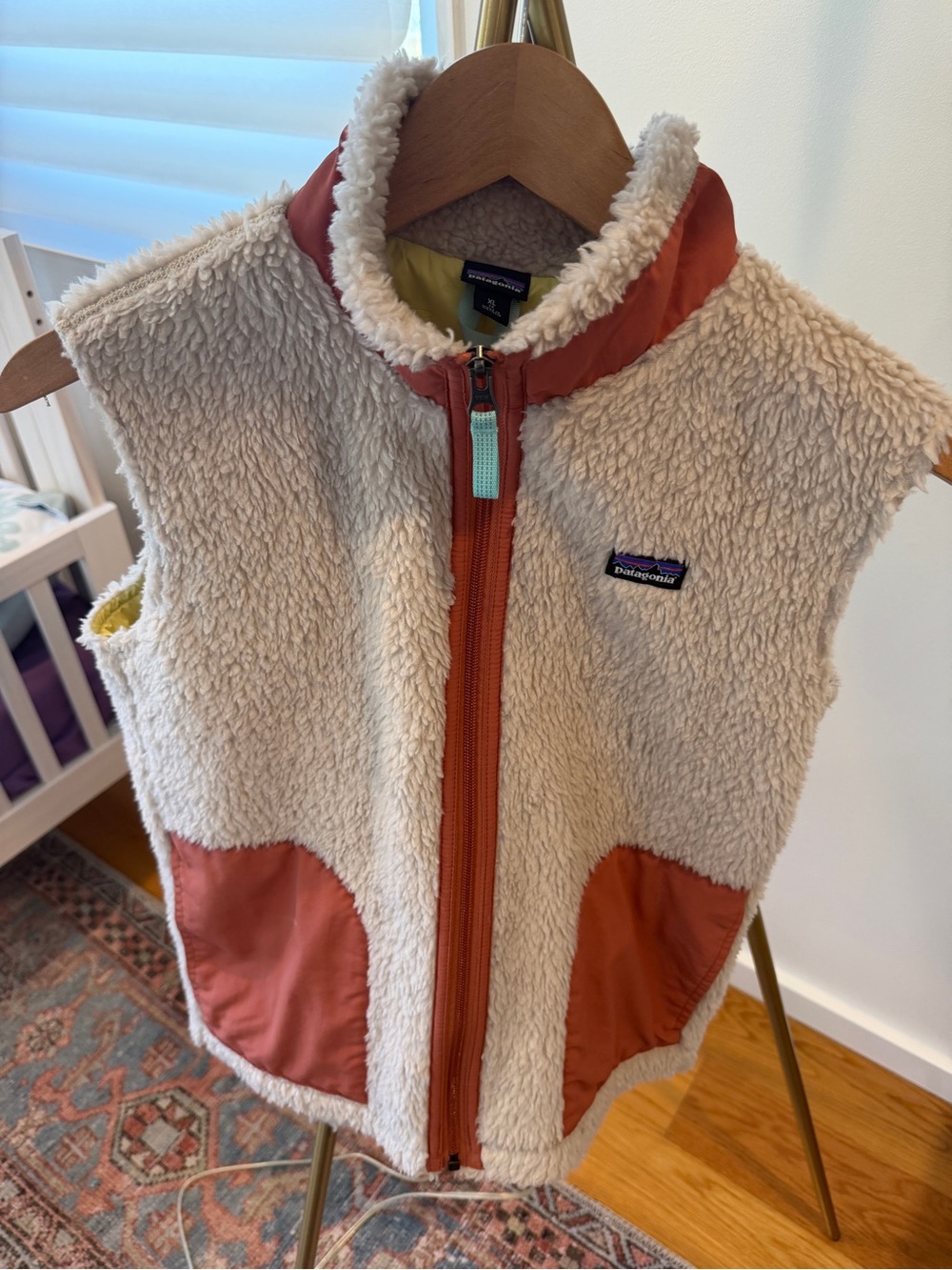 Patagonia Kids Cream Fleece Jacket with Rust Accents
